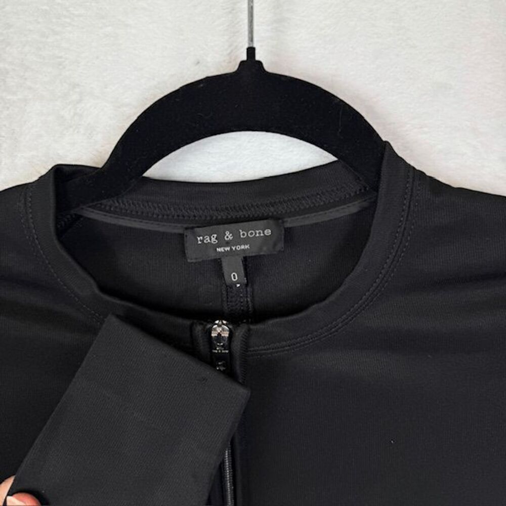 Rag & Bone Joyce Bodycon Mini Dress Black Zipper front Scuba stretch Size 0 - Picture 3 of 12